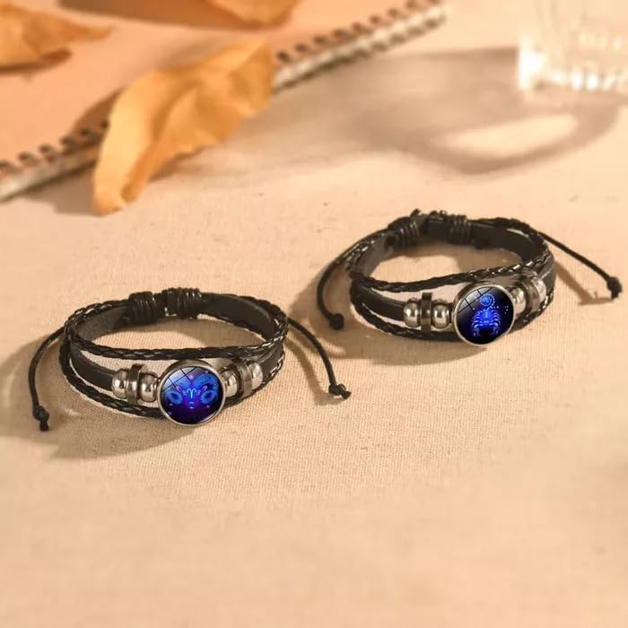 VBWEOI Store Gleym Bracelet, Zodiac Signs Spirit Bracelet, Multilayer Adjustable 12 Constellation Zodiac PU Leather Bracelet, Gleym Manifestation Bracelet Jewelry Gifts for Women and Man - Image 5
